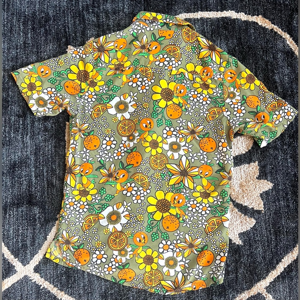 Walt Disney World Vault 50th Orange Bird Citrus Orange Button Down Shirt XS - Picture 2 of 7